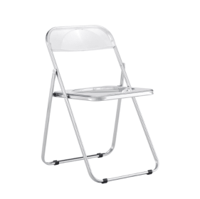 White Clear Folding Chair PC Plastic Living Room Seat