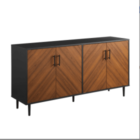 Mid-Century Modern Faux-Bookmatch Door Buffet Acorn Bookmatch