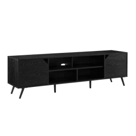 Contemporary 2-Door Minimalist TV Stand For TVs Up To 80 Inches Black