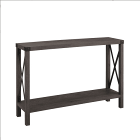 Farmhouse Metal-X Entry Table With Lower Shelf Sable Grey