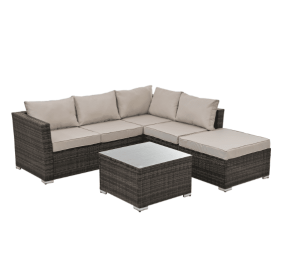 4-piece Wicker Furniture Set With Tempered Glass Coffee Table