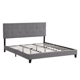 The Bed Frame With An Oversized Fabric Platform Is Easy To Assemble And Is Grey