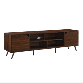 Contemporary 2-Door Minimalist TV Stand For TVs Up To 80 Inches Dark Walnut