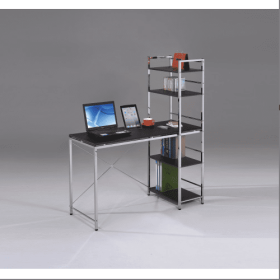 Black And Chrome Writing Desk With Shelf