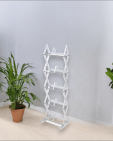 Clear 5 Tier Multimedia Rack With A Diamond Pattern