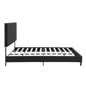 Upholstered Platform Bed Frame With Linen Headboard