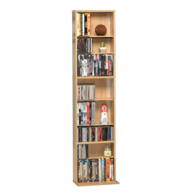 Media Storage, 6 Adjustable Shelves In Maple