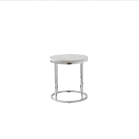 Echo - White Marble Top Round End - White