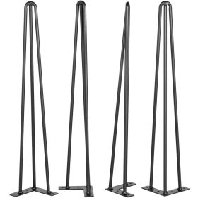 VEVOR Hairpin Table Legs 18" Black Set of 4 Desk Legs 880lbs Load Capacity (Each 220lbs) Hairpin Desk Legs 3 Rods for Bench Desk Dining End Table Chai