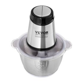 VEVOR Food Processor, Electric Meat Grinder with 4-Wing Stainless Steel Blades, 400W Electric Food Chopper, 8 Cup Stainless Steel Bowl