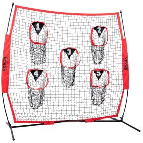 VEVOR 6 x 6 ft Football Trainer Throwing Net, Training Throwing Target Practice Net with 5 Target Pockets