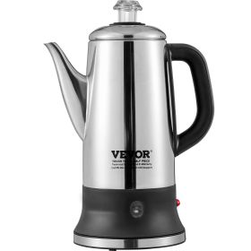 VEVOR 12-Cup Electric Percolator Coffee Pot, 304 Stainless Steel Coffee Percolator with Keep Warm Function & Heat-Resistant Handle