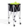 VEVOR Foldable Tennis Ball Hopper, Holds 180 Tennis Balls, Lightweight Aluminum Alloy Tennis Ball Basket Cart with Wheels, Removable Bag, Carry Bag