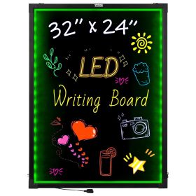 VEVOR LED Message Writing Board, 32"x24" Illuminated Erasable Lighted Chalkboard, Neon Effect Menu Sign Board