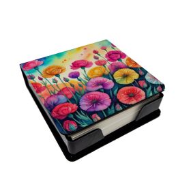 Carnations in Color PU Leather Note Paper Holder with Artist-Designed Cover, Desk Accessory, Office Gift