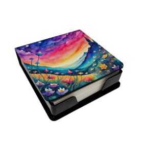 Colorful Campanula PU Leather Note Paper Holder with Artist-Designed Cover, Desk Accessory, Office Gift