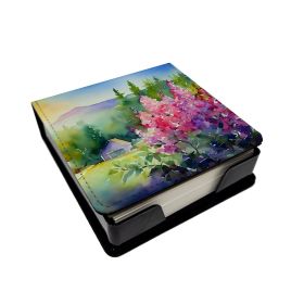 Idaho Syringa in Watercolor PU Leather Note Paper Holder with Artist-Designed Cover, Desk Accessory, Office Gift