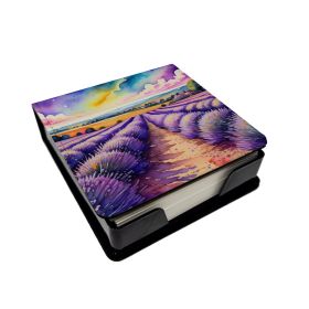 English Lavender in Color PU Leather Note Paper Holder with Artist-Designed Cover, Desk Accessory, Office Gift