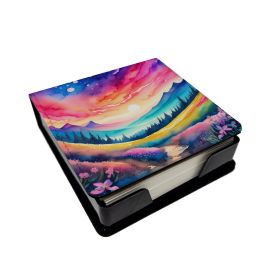 Phlox in Color PU Leather Note Paper Holder with Artist-Designed Cover, Desk Accessory, Office Gift