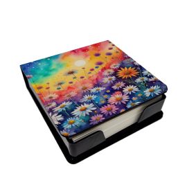 Asters in Color PU Leather Note Paper Holder with Artist-Designed Cover, Desk Accessory, Office Gift