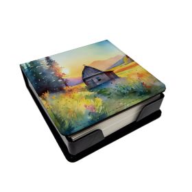 Montana Bitterroot in Watercolor PU Leather Note Paper Holder with Artist-Designed Cover, Desk Accessory, Office Gift