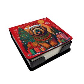 Briard Christmas PU Leather Note Paper Holder with Artist-Designed Cover, Desk Accessory, Office Gift