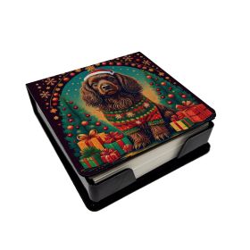 Boykin Spaniel Christmas PU Leather Note Paper Holder with Artist-Designed Cover, Desk Accessory, Office Gift