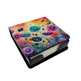 Anemones in Color PU Leather Note Paper Holder with Artist-Designed Cover, Desk Accessory, Office Gift