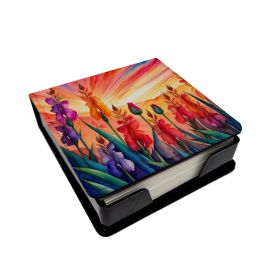 Gladiolus in Color PU Leather Note Paper Holder with Artist-Designed Cover, Desk Accessory, Office Gift