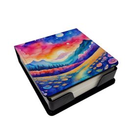 Periwinkles in Color PU Leather Note Paper Holder with Artist-Designed Cover, Desk Accessory, Office Gift