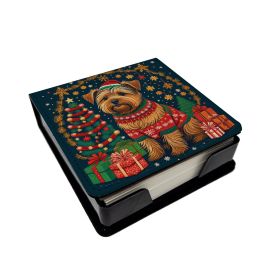 Norfolk Terrier Christmas PU Leather Note Paper Holder with Artist-Designed Cover, Desk Accessory, Office Gift