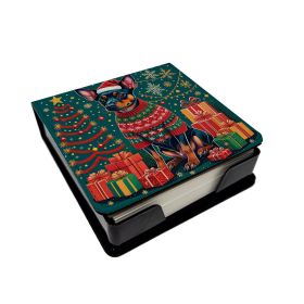 Miniature Pinscher Christmas PU Leather Note Paper Holder with Artist-Designed Cover, Desk Accessory, Office Gift