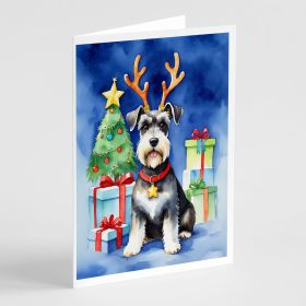 Schnauzer Christmas Reindeer Greeting Cards Pack of 8 Blank Cards with Envelopes Whimsical A7 Size 5x7 Blank Note Cards