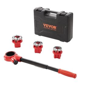 VEVOR Ratchet Pipe Threader Kit, 1/2" NPT, 3/4" NPT, 1" NPT Manual Ratcheting Pipe Threader, Portable Pipe Threading Tool Set with 3PCS NPT Dies