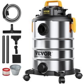 VEVOR Stainless Steel Wet Dry Shop Vacuum, 8 Gallon 6 Peak HP Wet/Dry Vac, Powerful Suction with Blower Function w/ Attachment 2-in-1 Crevice Nozzle