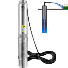 VEVOR Deep Well Submersible Pump, 2HP/1500W 230V/60Hz, 37GPM Flow 427 ft Head, with 33 ft Electric Cord