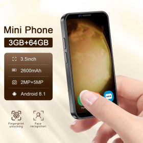 S24 Mini Smartphone Gift For Kids phone 3+64GB , 3.5HD Screen, 2600mAh Battery, Dual SIM, Facial Recognition, Hot Sale Pocket Phone (Black)