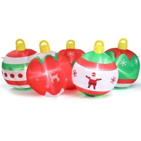 6.9 FT Lighted Christmas Inflatable Decoration, Inflatable Five Christmas Balls