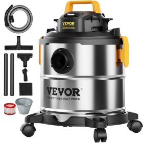 VEVOR Stainless Steel Wet Dry Shop Vacuum, 5.5 Gallon 6.5 Peak HP Wet/Dry Vac