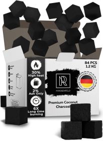 Hookah Charcoal Hookah Coals for Hookah Coconut XL Pack 84 Count & 1.2 KG 2.6 lbs Premium Quality 25mm 1x1x1 in 100% Natural Coconut Charcoal Hookah C