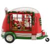 11.3x4.4x8"H Christmas Plastic/Resin Camper With Mr & Mrs Santa Tea Time Led/Water Spinning/2 Way Switch, 3*AA Required