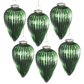 3.3X3.3X5.5" Tear Drop Ornament, Glass Decorative Hanging Christmas Tree Ornaments for Holiday Party Decorations, Set of 6