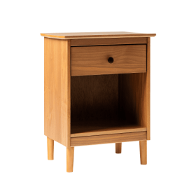 Classic 1-Drawer Solid Wood Nightstand With Cubby Caramel