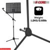 5 Core Music Stand 2-IN-1 Professional Portable Sheet Music Stand with Detachable Microphone Stand