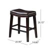 26" Contemporary Upholstered Saddle Counter Stool with Nailhead Trim (Set of 2), Dark Brown