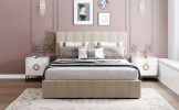 Queen size Upholstered Platform bed with a Hydraulic Storage System - Beige(OLD SKU: LP000211AAA)