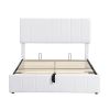 Full size Upholstered Platform bed with a Hydraulic Storage System - White(OLD SKU: LP000111AAK)