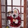 4x4x10"H Christmas Lighted Water Spinning Phone Booth With Santa On Phone, 3*AA Batteries Required