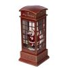 4x4x10"H Christmas Lighted Water Spinning Phone Booth With Santa On Phone, 3*AA Batteries Required