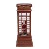 4x4x10"H Christmas Lighted Water Spinning Phone Booth With Santa On Phone, 3*AA Batteries Required